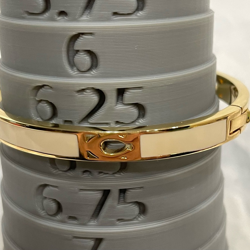 Coach Gold and Cream Enamel Hinged Bangle Bracelet New - Picture 2 of 8